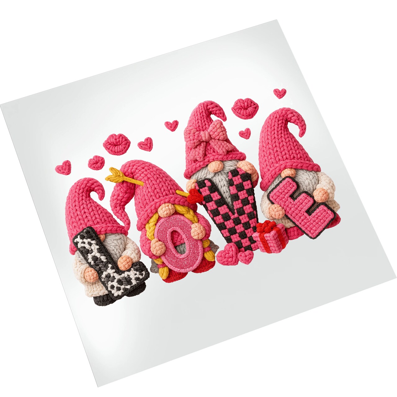 Valentines DTF Transfer Ready To Press - Love Gnomes Knit Style